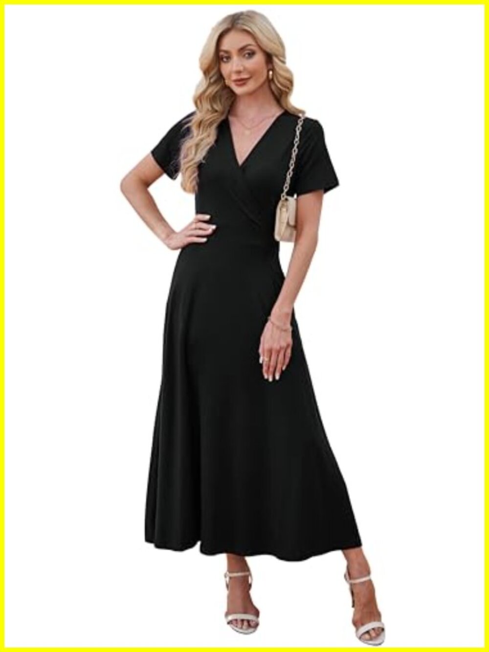 Women's Maxi Dress with Pockets Wrap V Neck Casual Summer Maternity